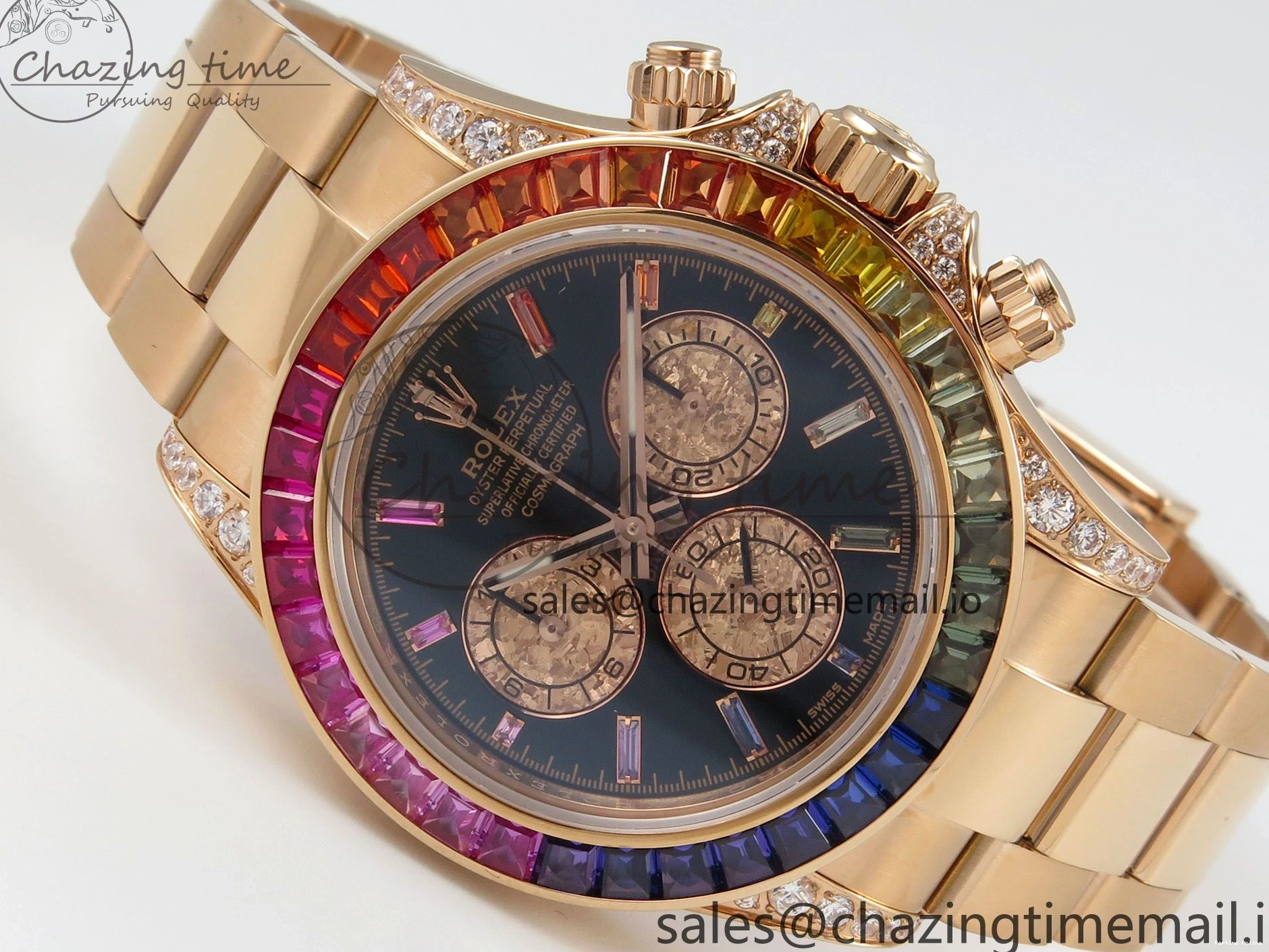 0203 FlexibleFit Daytona 116595 RBOW Rainbow IPKF Best Edition Black RG Dial on RG Bracelet DD 276